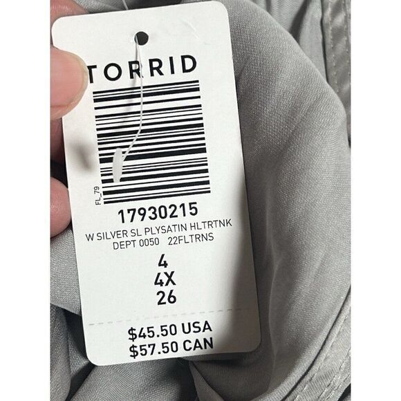 Torrid Womens Bow Tie Front Halter Top Size 4 Silver Sleeveless. Q - Picture 6 of 8